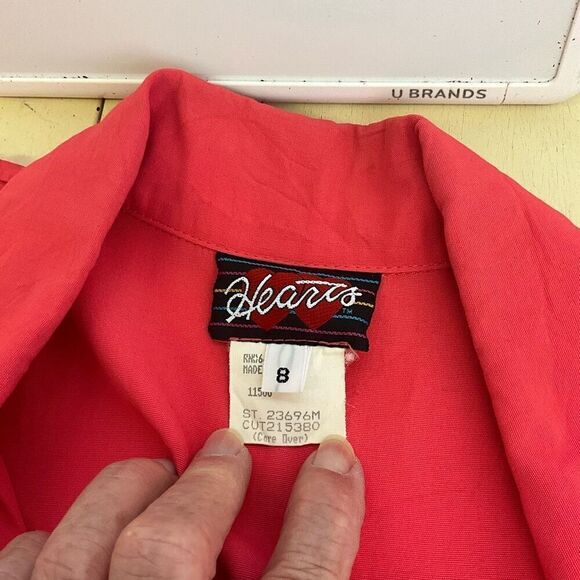 Vintage Hearts Womens Size 8 One Piece Shorts Jumper Red Short Sleeves Flowy - Picture 13 of 16